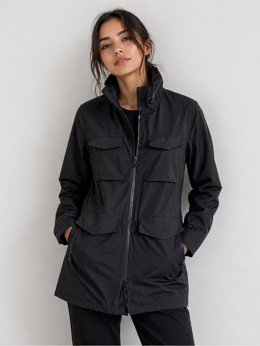 Daniel Hechter Black Utility Jacket with High Collar